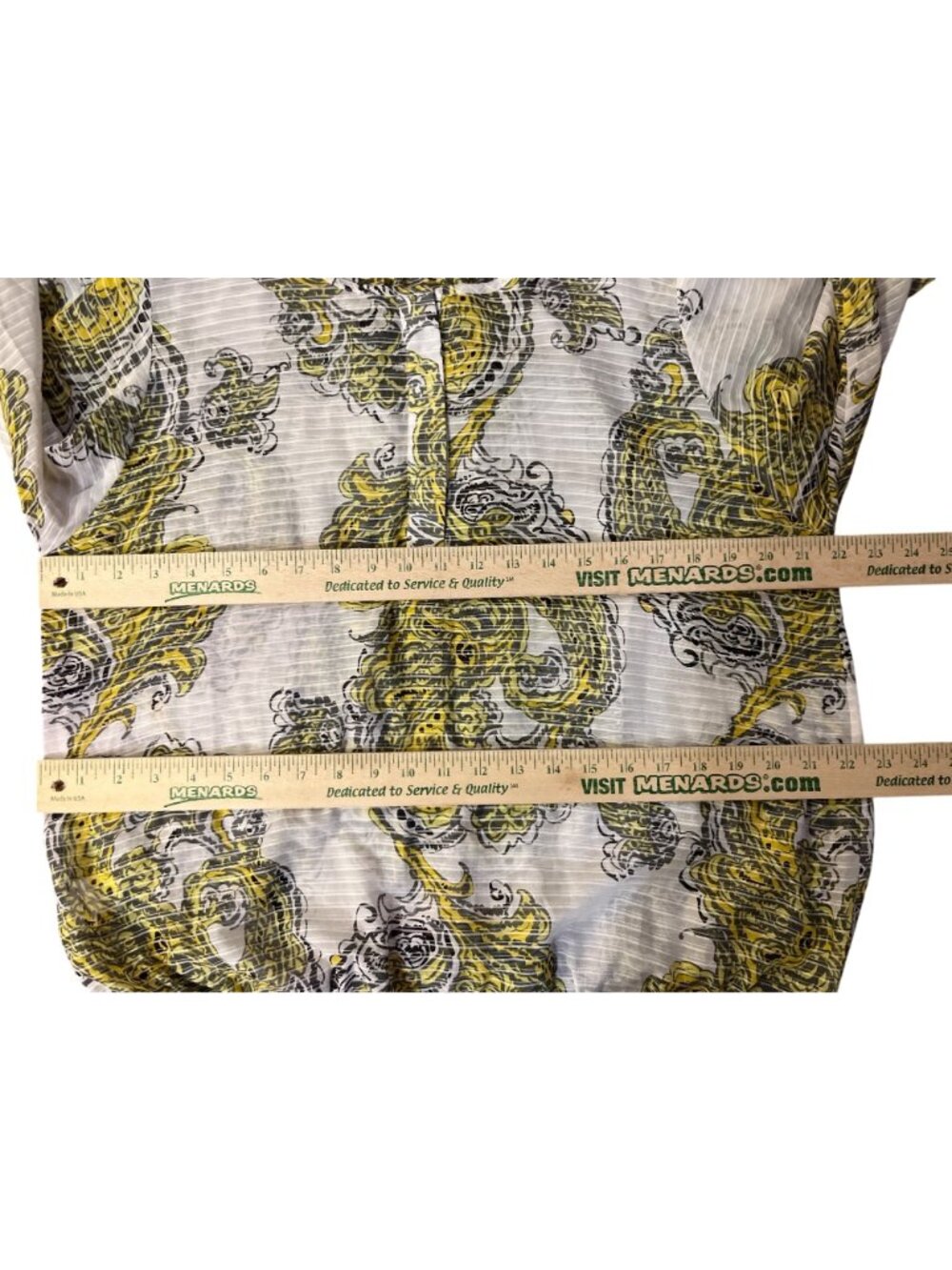 Ann Taylor Paisley Blouse Womens L Yellow Gray Sheer Used - Picture 9 of 15